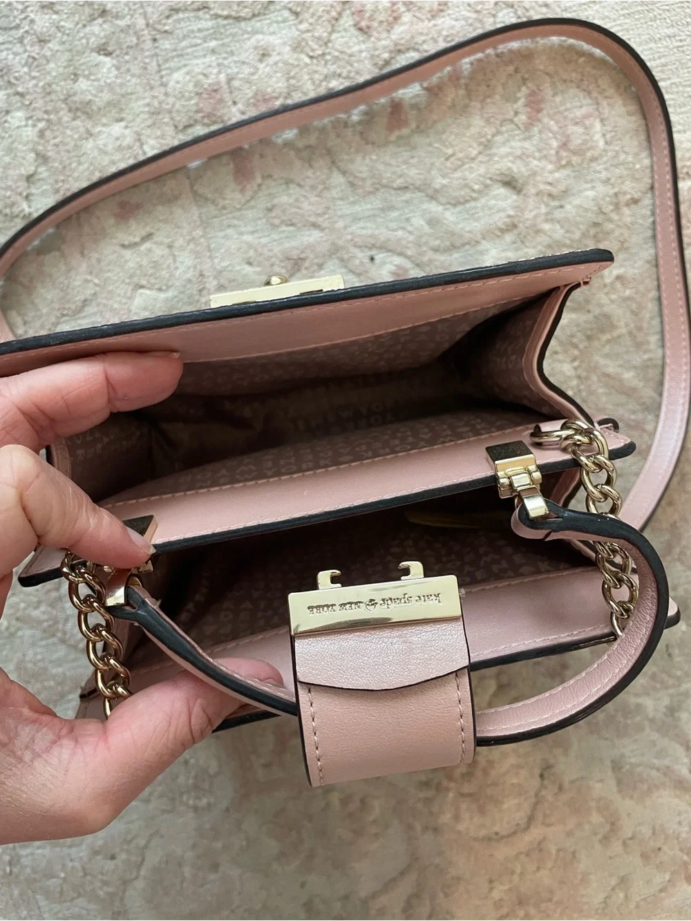 kate spade Sunset Lane Glitter Milou in Rose Gold Sparkle Top-Handle Crossbody